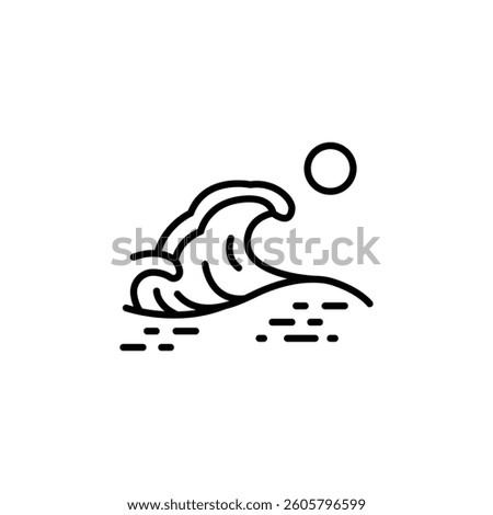 Wave icon. Simple line art of a wave, ideal for marine navigation, coastal, and seaside-themed designs. Vector illustration