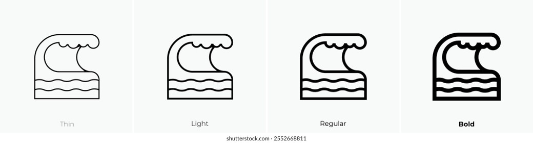 wave icon. Thin, Light Regular And Bold style design isolated on white background