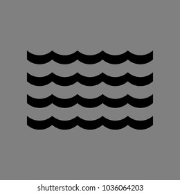 Wave icon. Vector. Black icon on medium gray background. Isolated.
