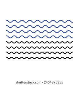 wave icon vector logo template illustration on white background. Wave vector icon, sea symbol. set of zigzag and wave borders. modern minimal flat design style. Vector illustration. Eps file 104.