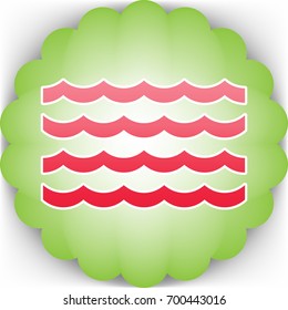 Wave icon. Vector. Pinkish icon with white contour on green background which similar to flower.