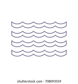 Wave icon. Vector. Violet linear icon on white background. Isolated.