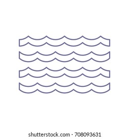 Wave icon. Vector. Violet linear icon on white background. Isolated.