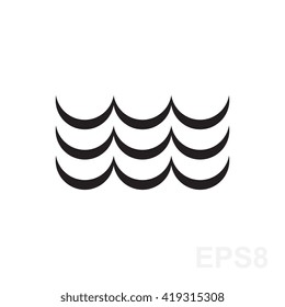 Wave icon vector. Water liquid symbol isolated. Sea, river or oceanic flowing sign. Bending lines. 