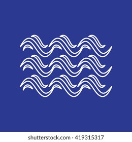 Wave icon vector. Water liquid symbol isolated. Sea, river or oceanic flowing sign. Bending lines. 