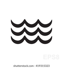Wave icon vector. Water liquid symbol isolated. Sea, river or oceanic flowing sign. Bending lines. 