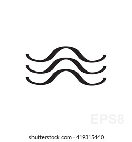 Wave icon vector. Water liquid symbol isolated. Sea, river or oceanic flowing sign. Bending lines. 