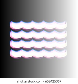 Wave icon. Vector. White icon with colored contours on gradient background.