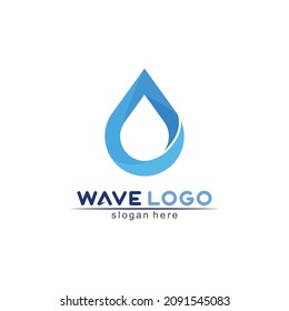 wave icon and water drop vector illustration design logo business
