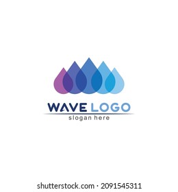 wave icon and water drop vector illustration design logo business