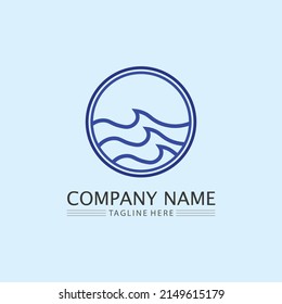 wave icon and water drop vector illustration design logo business