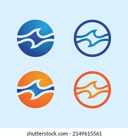 logotipo de diseño de ilustraciones del vector de la onda icono y el agua