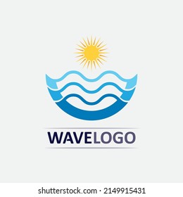 wave icon and water drop vector illustration design logo business