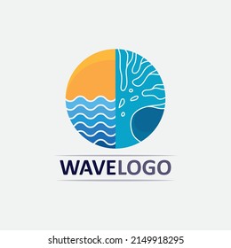 wave icon and water drop vector illustration design logo business