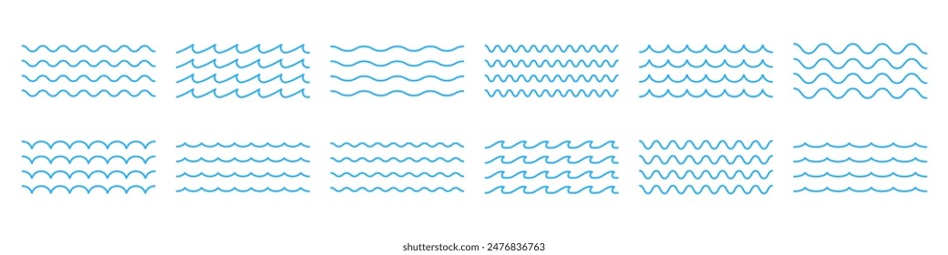 Wave icon. Water pattern vector set. Wavy line.