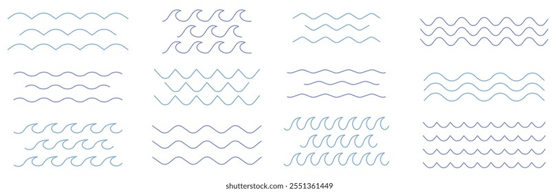 Wave icon. Water pattern vector set. Wavy line.