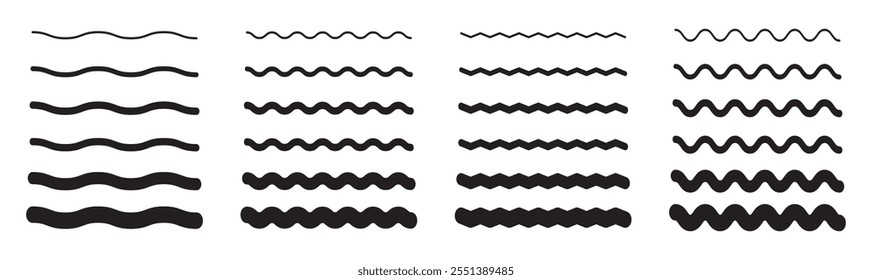 Wave icon. Water pattern vector set. Wavy line. 545