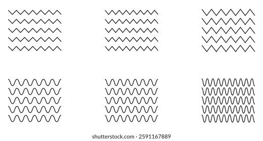 Wave icon. Water pattern vector set. Wavy line.
