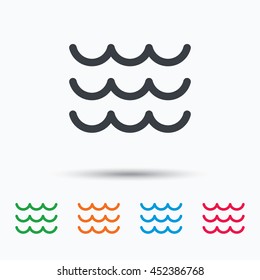 Wave icon. Water stream symbol. Colored flat web icon on white background. Vector