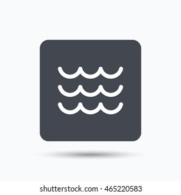 Wave icon. Water stream symbol. Gray square button with flat web icon. Vector