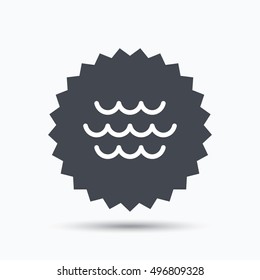 Wave icon. Water stream symbol. Gray star button with flat web icon. Vector