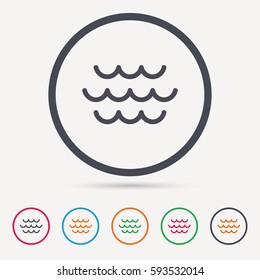 Wave icon. Water stream symbol. Round circle buttons. Colored flat web icons. Vector