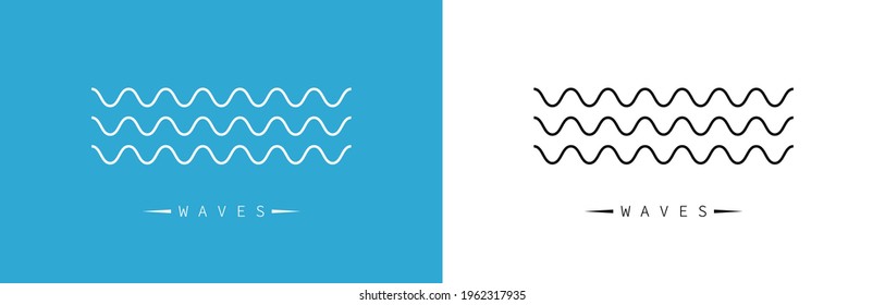Wave icon. Waves logo. Wave in linear and zigzag style. Vector