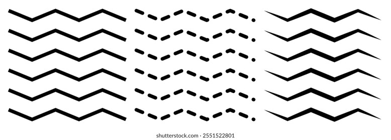 Wave icon. Wavy line seamless elements. Water pattern vector set. Curve wavy isolated concept simple illustration.