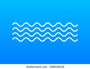 Wave icon with white color on blue background.