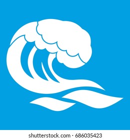 Wave icon white isolated on blue background vector illustration