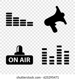 Wave icons set. set of 4 wave filled icons such as equalizer, volume