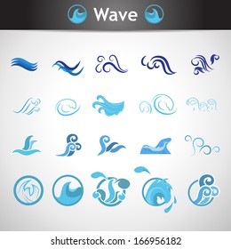 Wave Icons Set - Isolated On Gray Background - Vector Illustration, Graphic Design Editable For Your Design.
