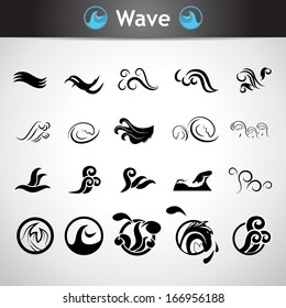 Wave Icons Set - Isolated On Gray Background - Vector Illustration, Graphic Design Editable For Your Design.