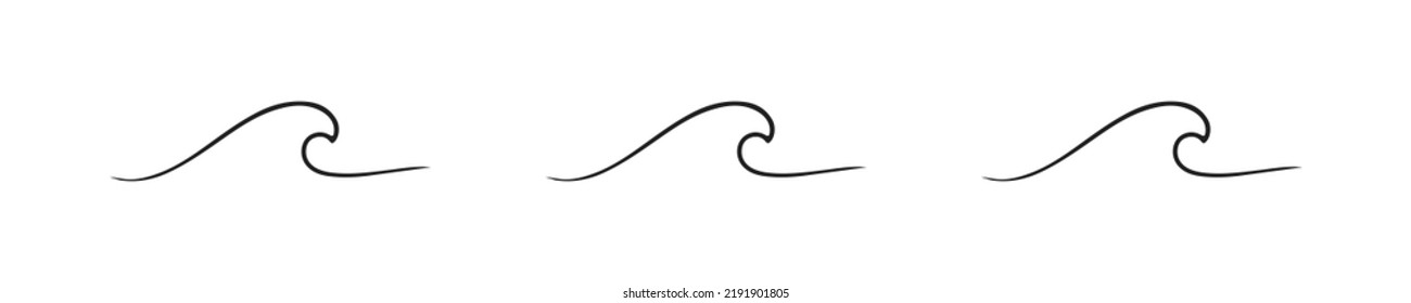 Wave icons. Set of thin line waves. Vector isolated illustration. EPS 10.