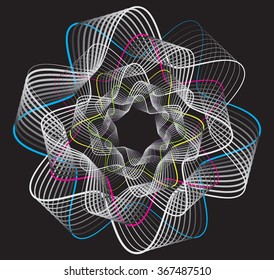 wave illustration FLOWERS texture colors black back
