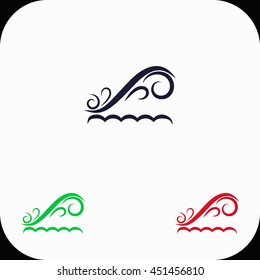 Wave Illustration set. Blue, green, red icon.