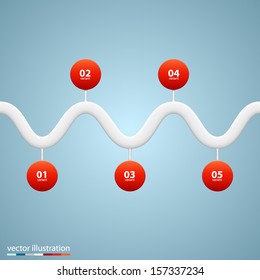 Wave infographic elements with numbers. Vector