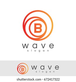 wave initial Letter B Logo design