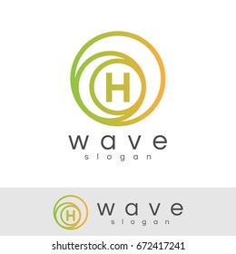 wave initial Letter H Logo design