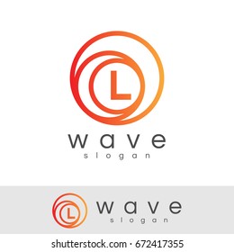wave initial Letter L Logo design