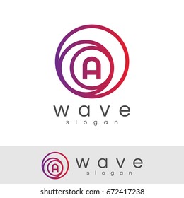 wave initial Letter A Logo design