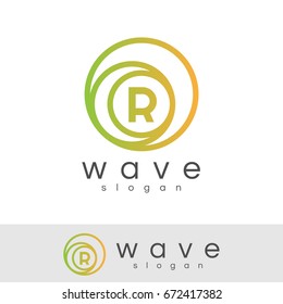 wave initial Letter R Logo design