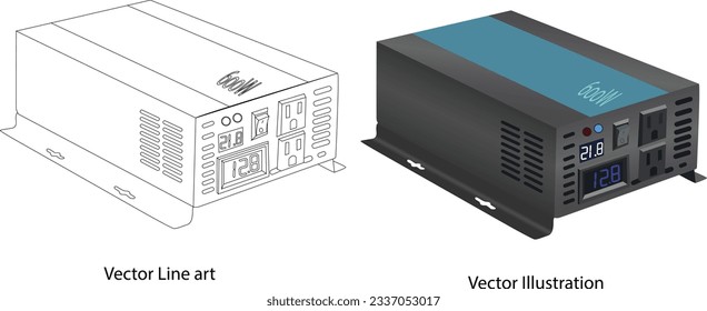 Wave Inverter DC to AC, inverter for alternative energy, Inverter icons set isometric Vector illustration, Power Supply Power Converter.