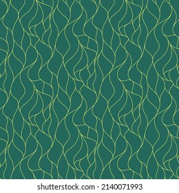 Wave jade golden line seamless pattern vector illustration. Geometric outline wavy Chinese style background