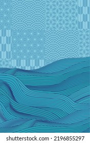 Wave Japanese pattern New Year's card background