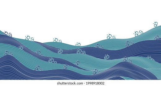Wave Japanese pattern summer background 