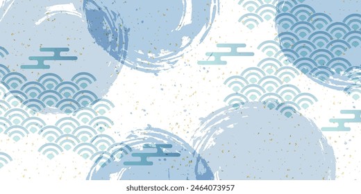 Wave Japanese Pattern Watercolor Background