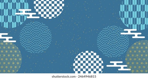 Wave Japanese Pattern Watercolor Background