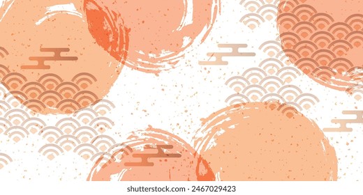 Wave Japanese Pattern Watercolor Background