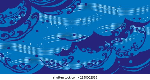 Wave Japanese style illustration background